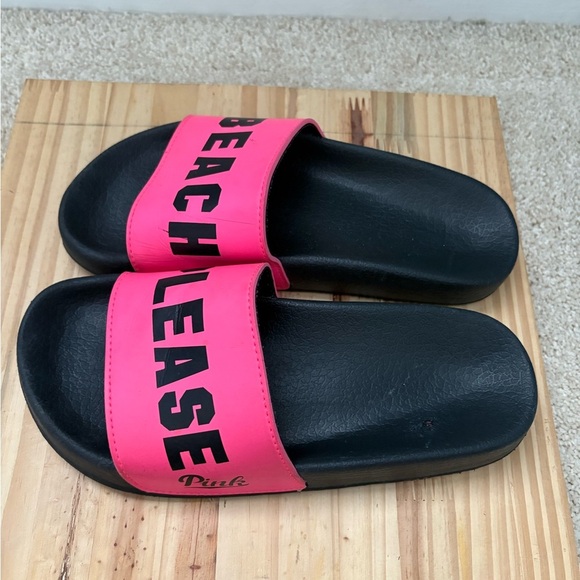 Victoria's Secret PINK Women's Slide Sandals "BEACH PLEASE" Size Small - Picture 2 of 5